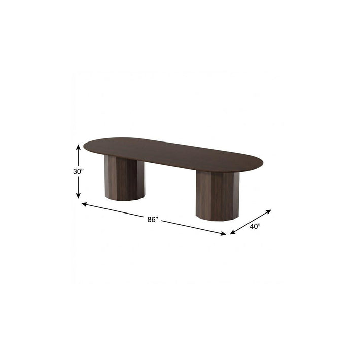 86'' Double Pedestal Base Oval Wood Dining Table - Walnut