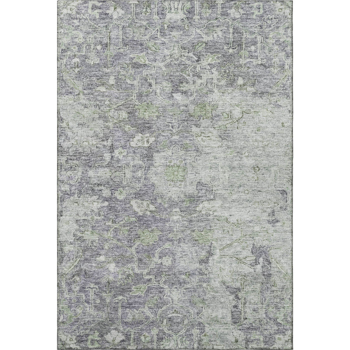 8' X 10' Floral Washable Area Rug With UV Protection - Plum And Purple