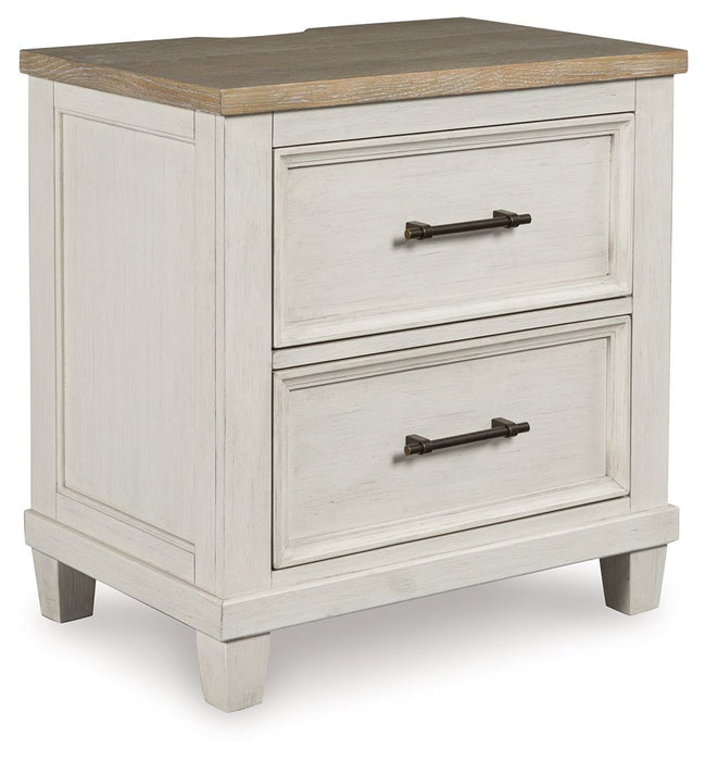 Shaybrock - Two Drawer Night Stand - Antique White / Brown