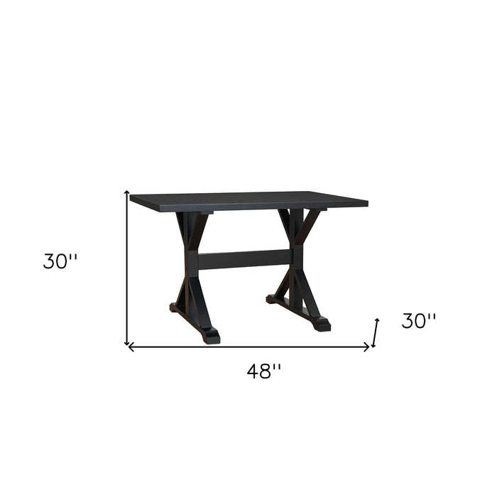 48" Solid Wood Trestle Base Dining Table - Black