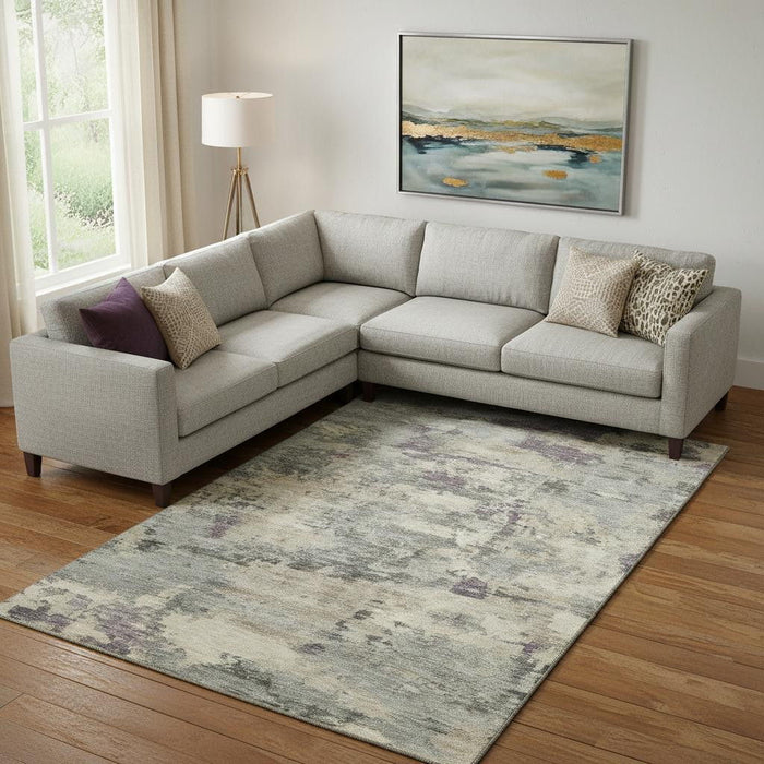10' X 14' Abstract Washable Area Rug With UV Protection (717170) - Sage / Gray