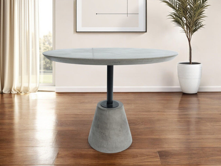 Concrete Pedestal Base Round Top Dining Table - Gray