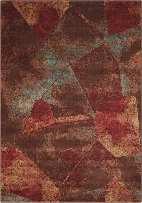 8' X 11' Abstract Non Skid Area Rug (551031) - Brown / Red / Orange