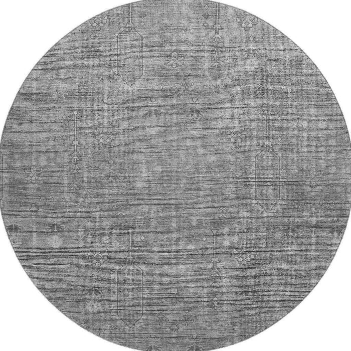 8' Southwestern Washable Round Rug With UV Protection - Gray / Silver