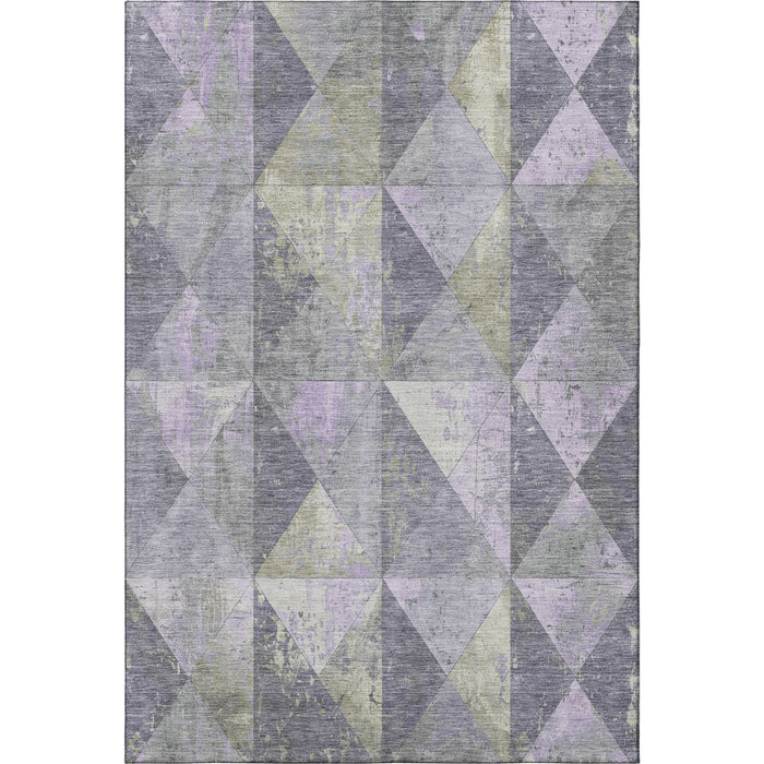 10' X 14' Geometric Washable Area Rug With UV Protection (699082) - Lavender / Fern Green / Ivory