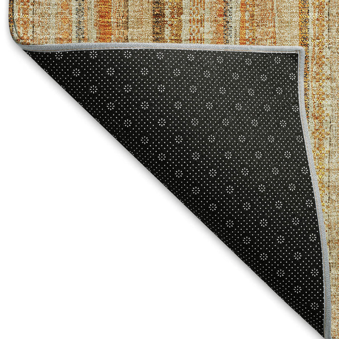10' X 14' Striped Washable Area Rug With UV Protection (677567) - Peach / Beige / Orange