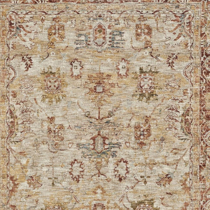 5' X 8' Floral Distressed Area Rug (550333) - Ivory / Red