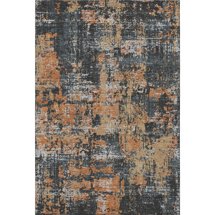 10' X 14' Abstract Washable Area Rug With UV Protection (679108) - Charcoal / Copper / Gray