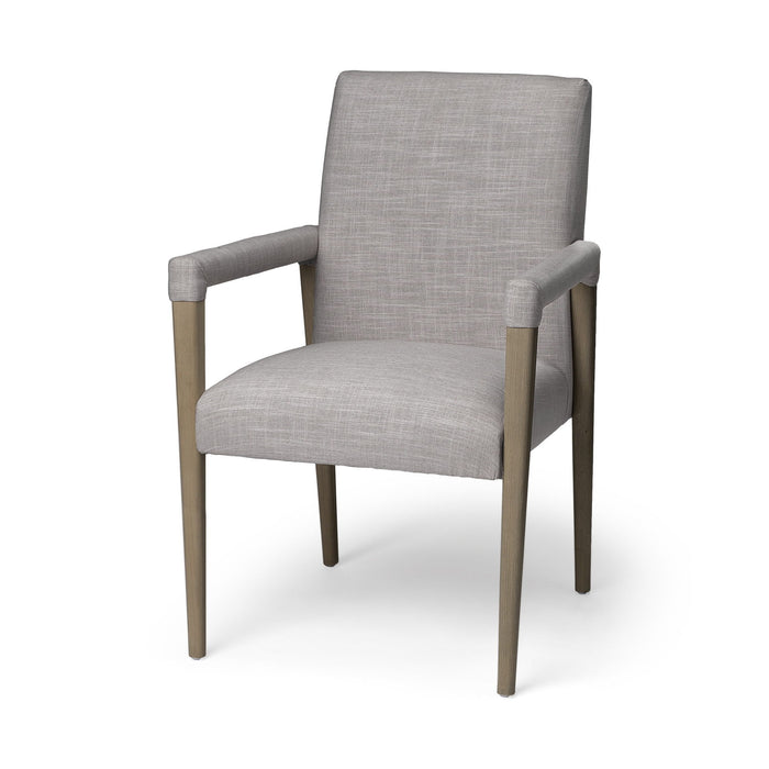 Upholstered Fabric King Louis Back Dining Arm Chair - Gray