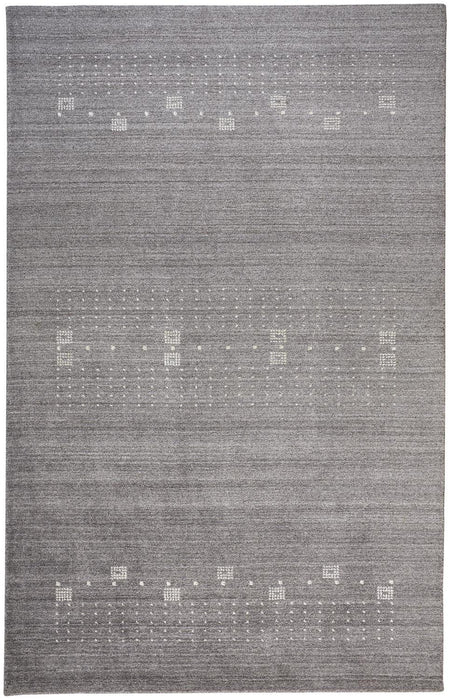 5' x 8' Wool Hand Knotted Stain Resistant Area Rug - Gray And Ivory