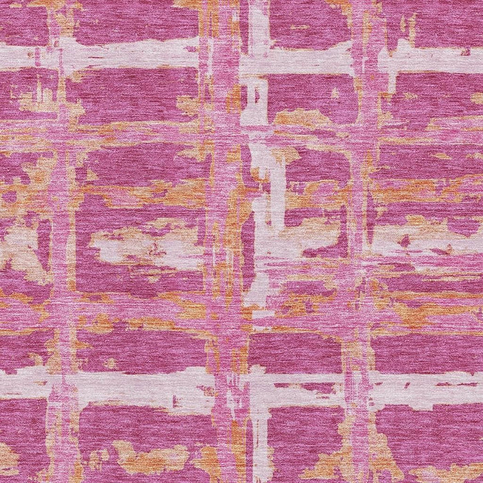 10' X 14' Transitional Striped Washable Area Rug With UV Protection - Blush