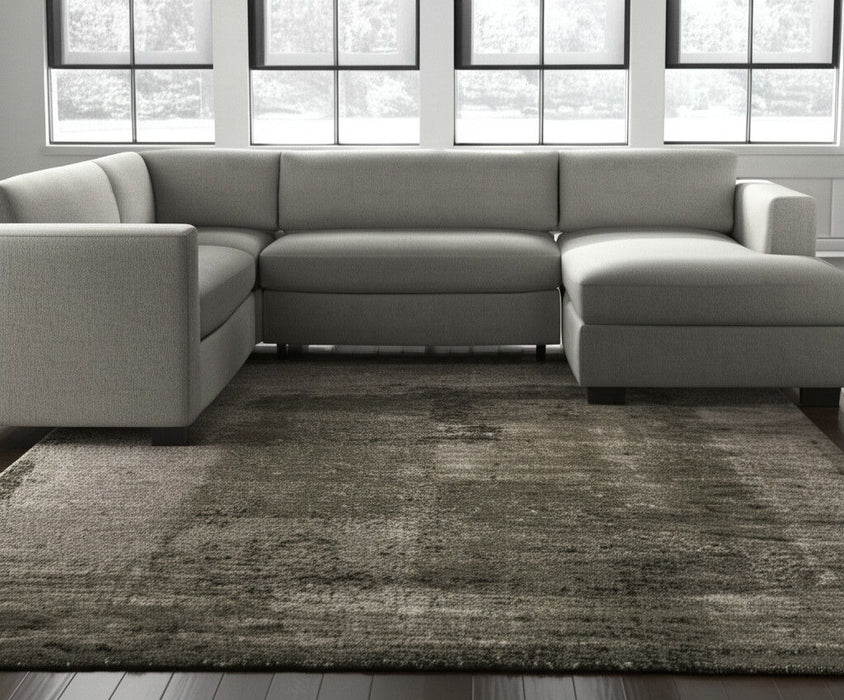 12' X 15' Abstract Distressed Area Rug - Green And Tan