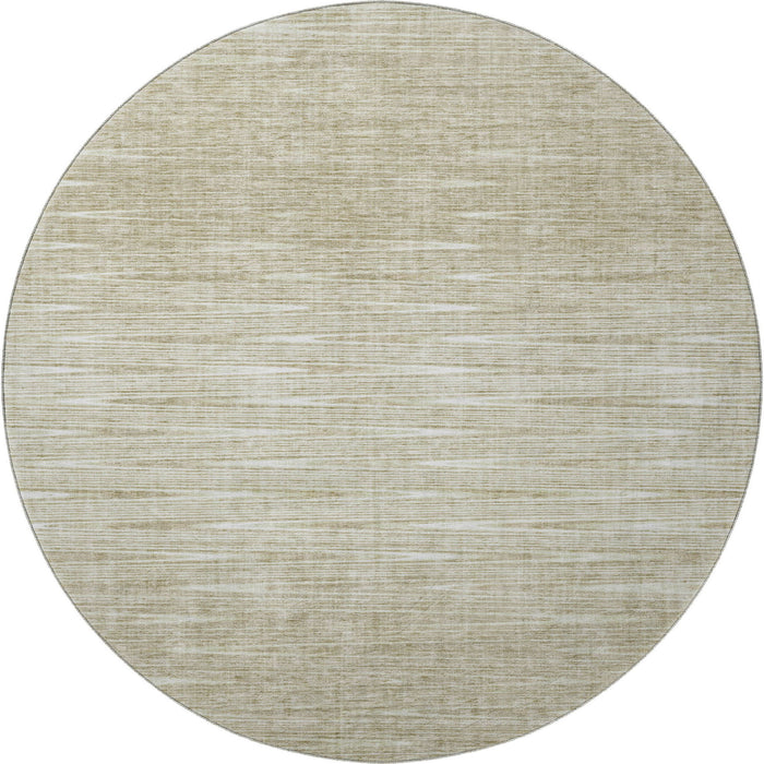 8' Abstract Washable Round Rug With UV Protection - Khaki And Beige