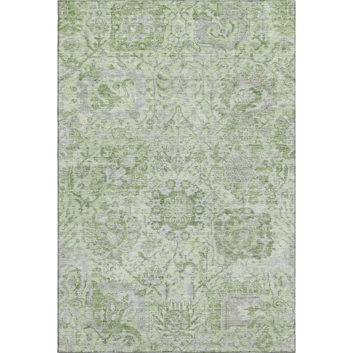 10' X 14' Damask Washable Area Rug With UV Protection (684334) - Mint Green / Gray / Ivory