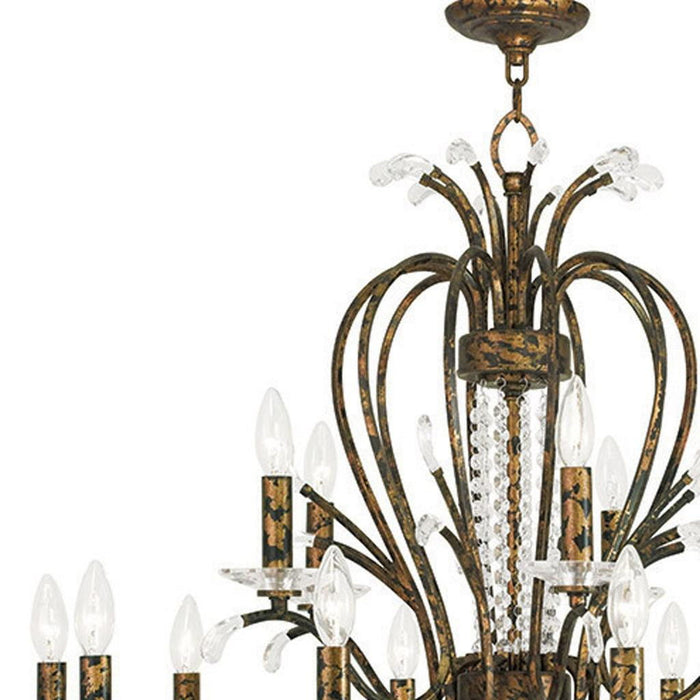 Multi Light Metal Dimmable Chandelier With Shades - Bronze / Clear