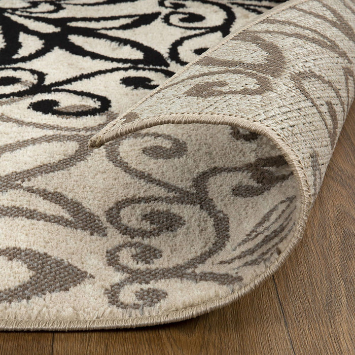 9' x 12' Medallion Power Loom Stain Resistant Area Rug - Beige