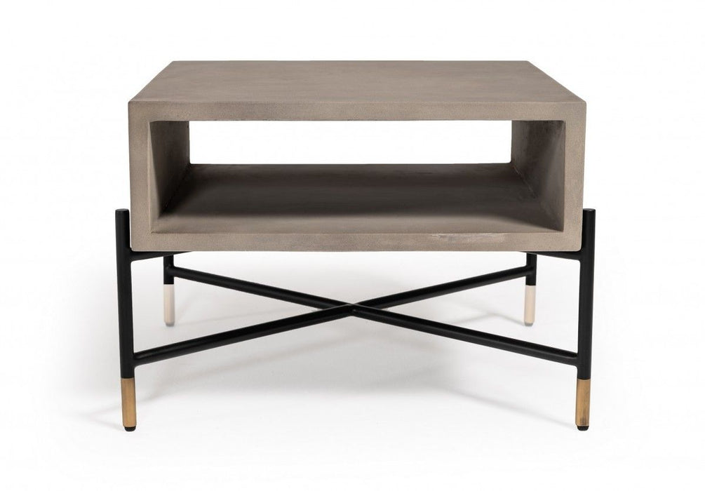 Modern Concrete Metal Coffee Table - Gray And Black
