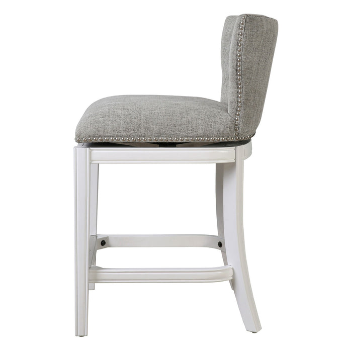 Fabric Solid Wood Low Back Counter Height Swivel Bar Chair (633105) - Gray / White
