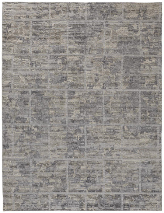 5' x 8' Abstract Hand Woven Viscose Area Rug - Gray And Ivory
