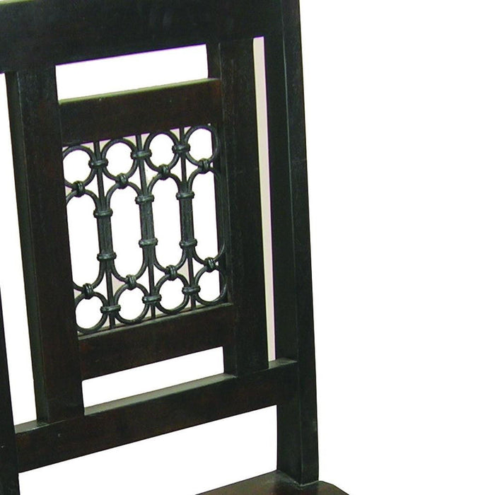 Metal And Wood Slat Back Dining Side Chair - Dark Brown