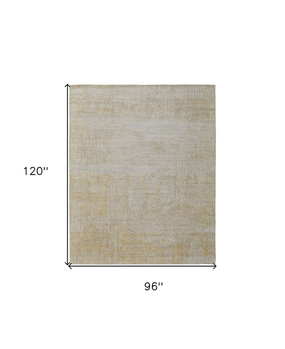 8' x 10' Abstract Hand Woven Area Rug - Yellow And Ivory