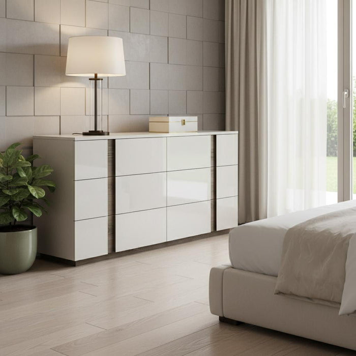 60" Wood 6 Drawer Double Dresser - Gray