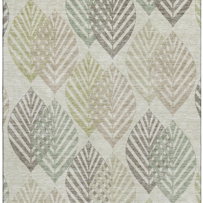 10' X 14' Floral Washable Area Rug With UV Protection - Taupe