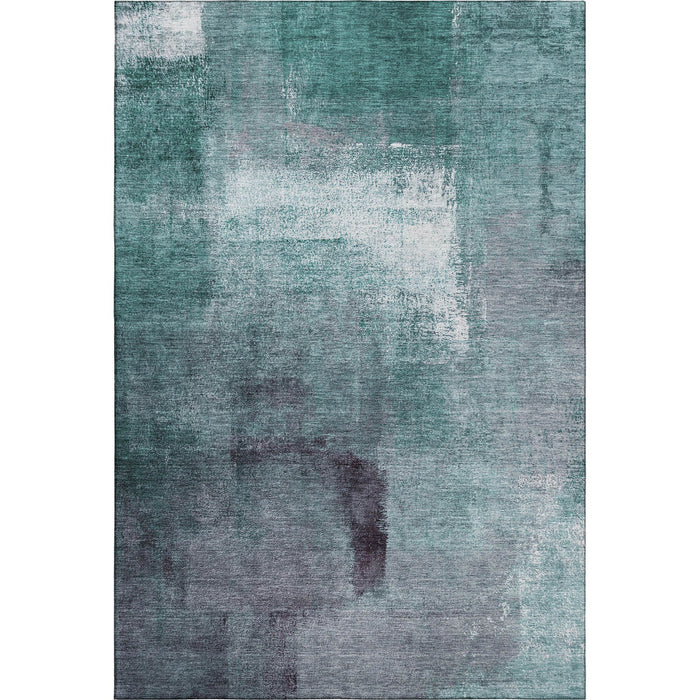 10' X 14' Abstract Washable Area Rug With UV Protection - Teal And Purple