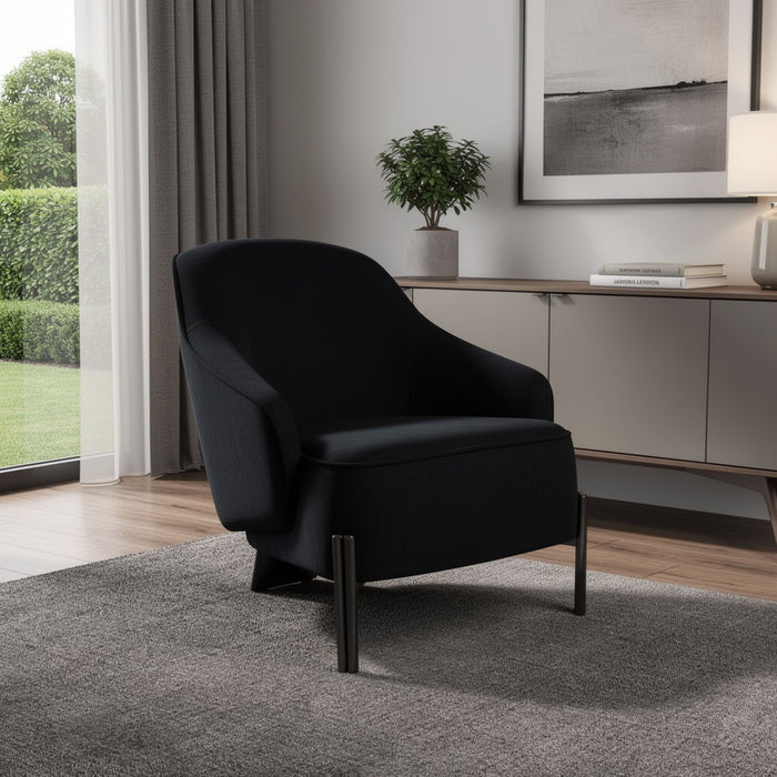 Velvet Metal Lounge Chair - Black
