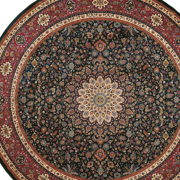 8' Oriental Round Rug - Blue / Red