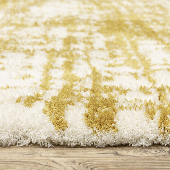 10' X 13' Abstract Area Rug - Gold And Ivory