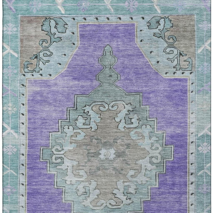 10' X 14' Oriental Washable Area Rug With UV Protection (699490) - Purple / Teal / Taupe