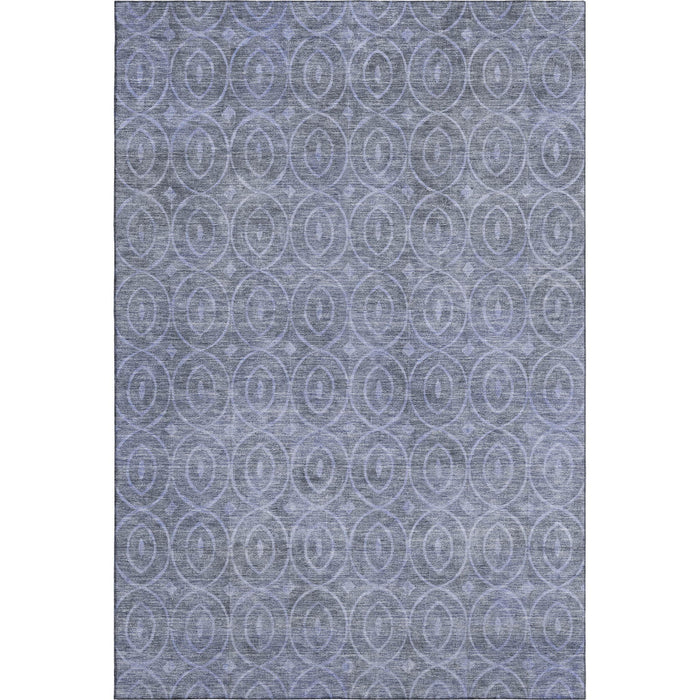 10' X 14' Geometric Washable Area Rug With UV Protection (691872) - Denim Blue / Ivory