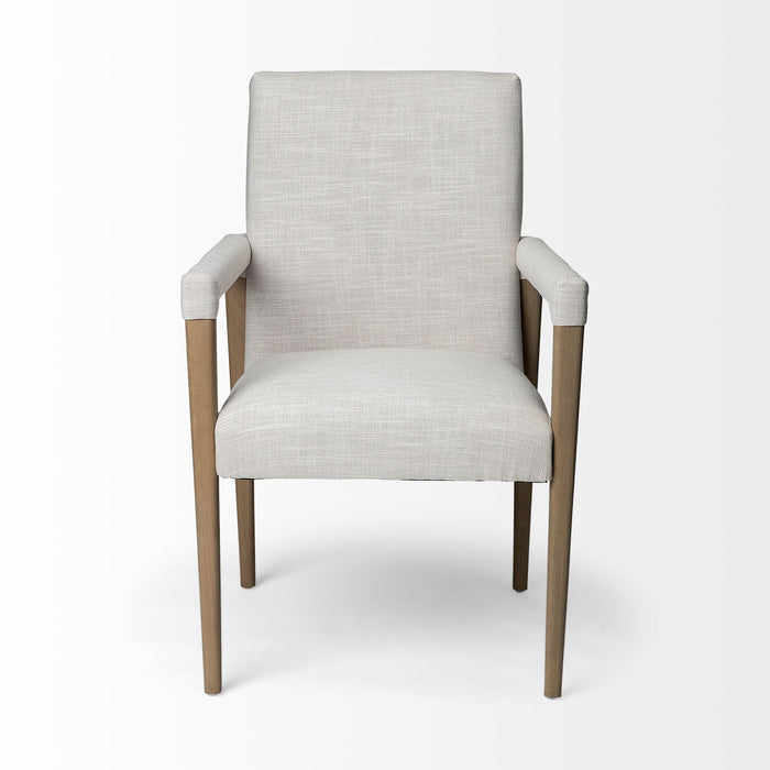 Upholstered Fabric King Louis Back Dining Arm Chair - Cream