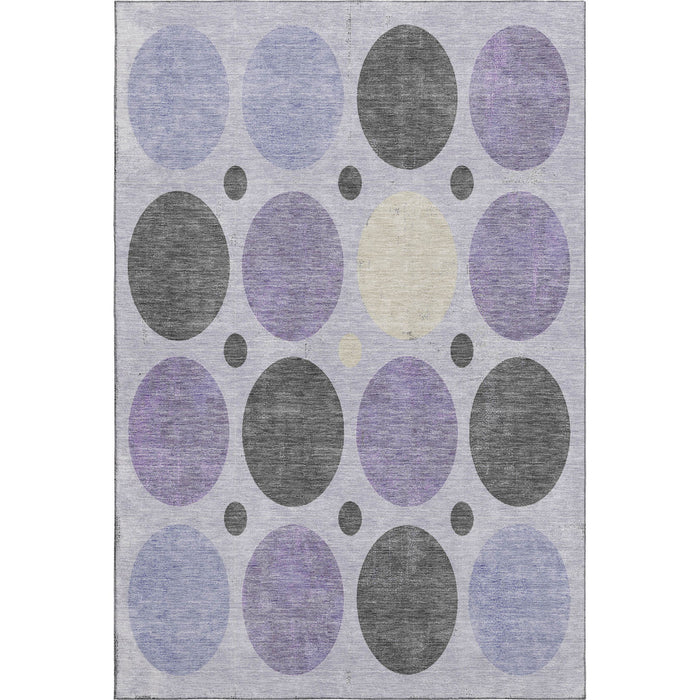 10' X 14' Geometric Washable Area Rug With UV Protection (709168) - Lavender / Charcoal / Ivory