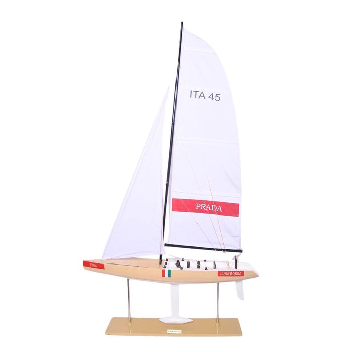 Hand Painted Model Boat - White / Beige