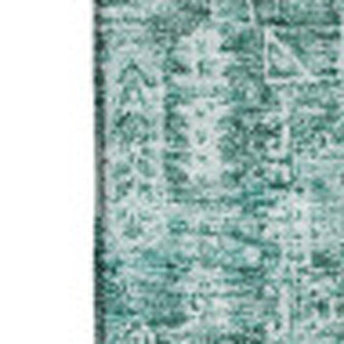 10' X 14' Floral Washable Area Rug With UV Protection (653422) - Teal / Aqua