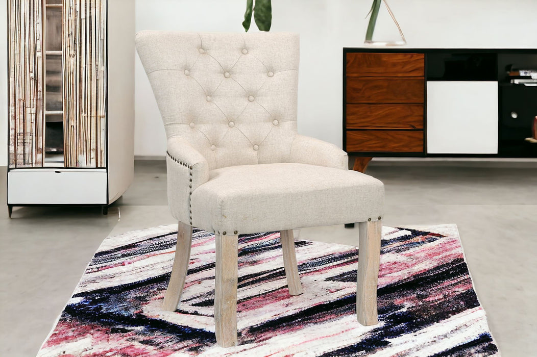 Fabric Tufted Arm Chair - Beige