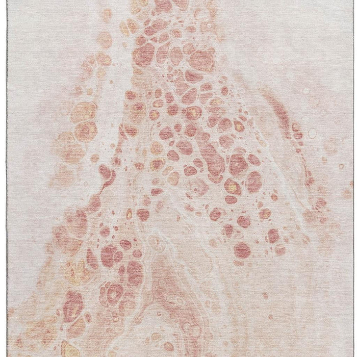 10' X 14' Abstract Washable Area Rug With UV Protection (708571) - Salmon / Ivory