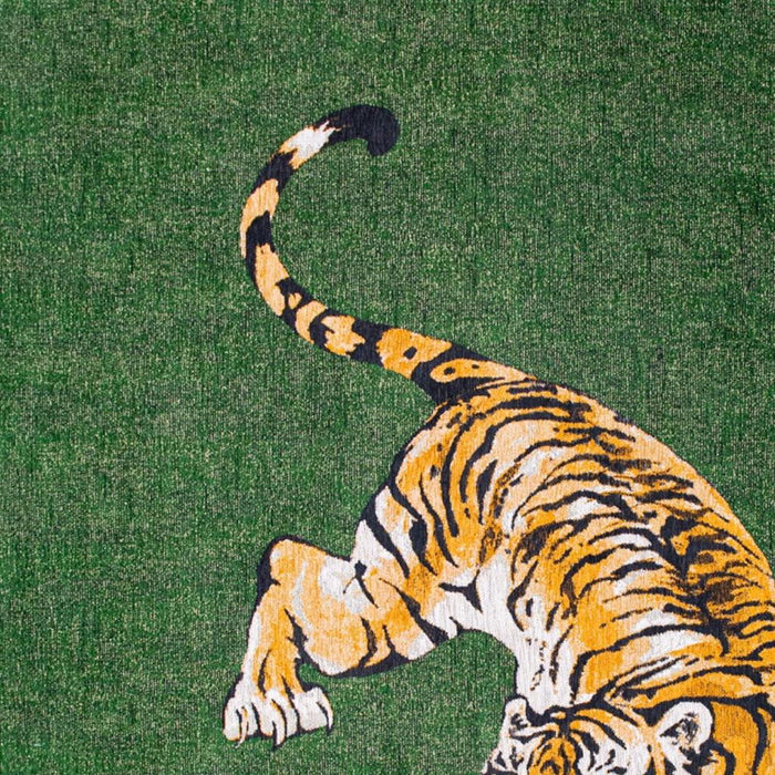 7' X 9' Abstract Washable Non Skid Area Rug (552023) - Green / Yellow