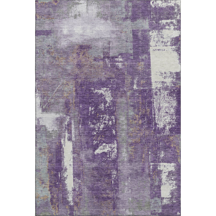 10' X 14' Abstract Washable Area Rug With UV Protection (710112) - Purple / Ivory