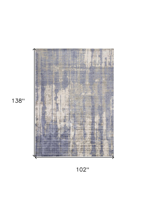8' x 11' Abstract Hand Loomed Area Rug - Blue And Gray