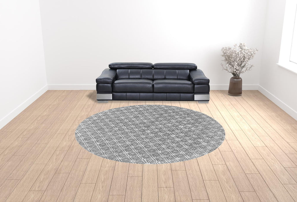 10' Round Wool Abstract Tufted Handmade Area Rug - Gray And Silver