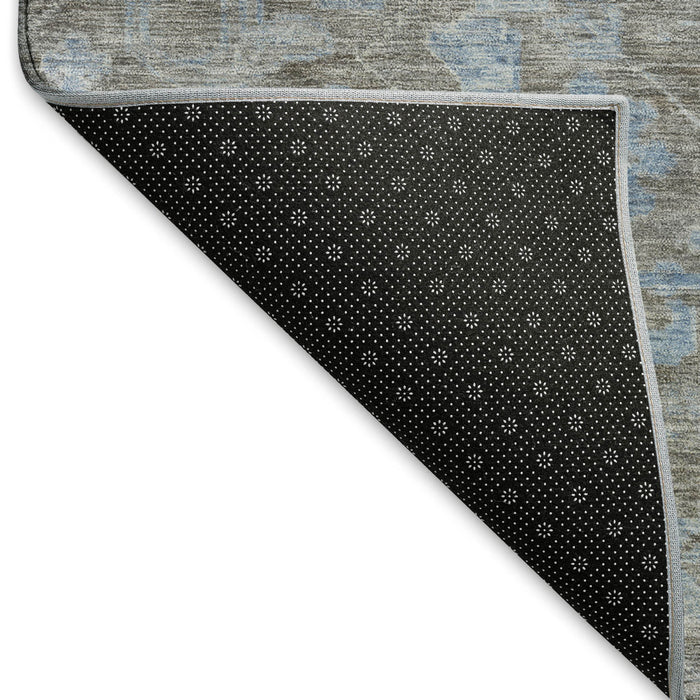 10' X 14' Floral Washable Area Rug With UV Protection (693300) - Gray / Blue