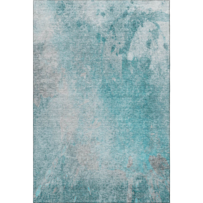 10' X 14' Abstract Washable Area Rug With UV Protection (649414) - Teal / Gray
