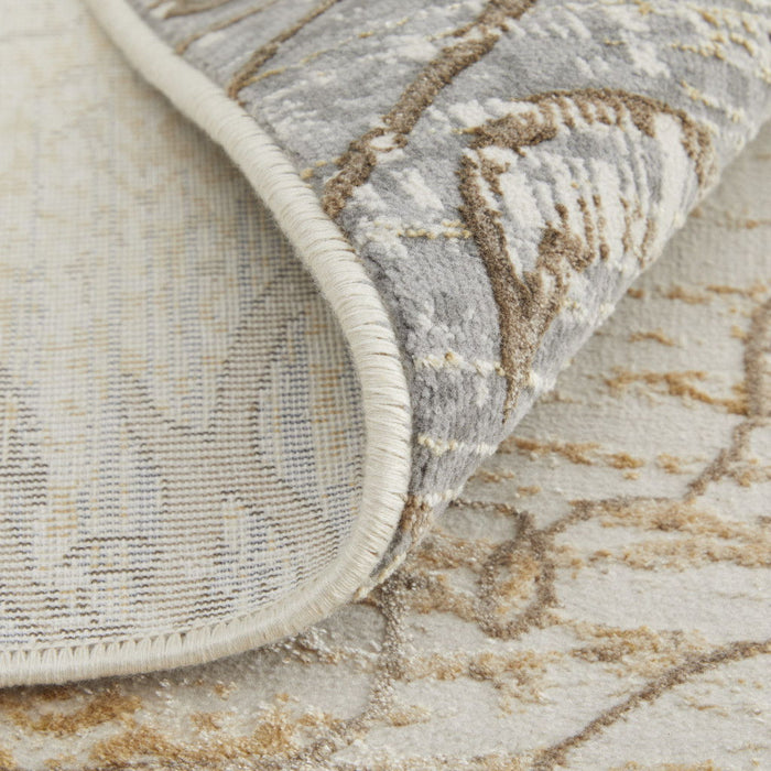 9' x 12' Floral Power Loom Area Rug - Silver Tan And Gray