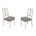 Set of two Giga Tannen dining side chairs in white and gray with cushioned seats and sleek modern design.