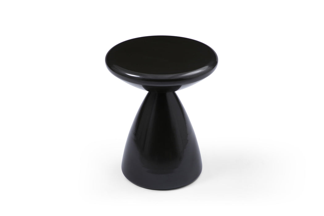Steel Cinched High Waist Round Pedestal End Table - Black / Steel