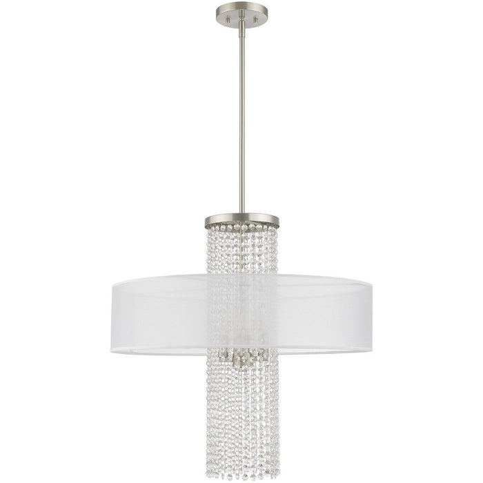 33'' Four Light Dimmable Chandelier With Shades - Nickel