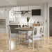 Giga Tannen round 5-piece dining table set in white and gray with four matching chairs, ideal for modern dining rooms
